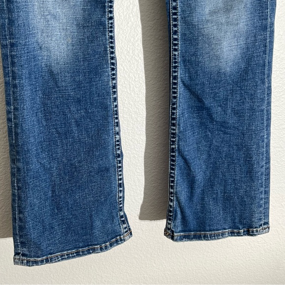 Buckle BKE Stella Slim Fit Mid-Rise Bootcut Distressed Blue Denim Jeans Size 26 - Picture 3 of 13